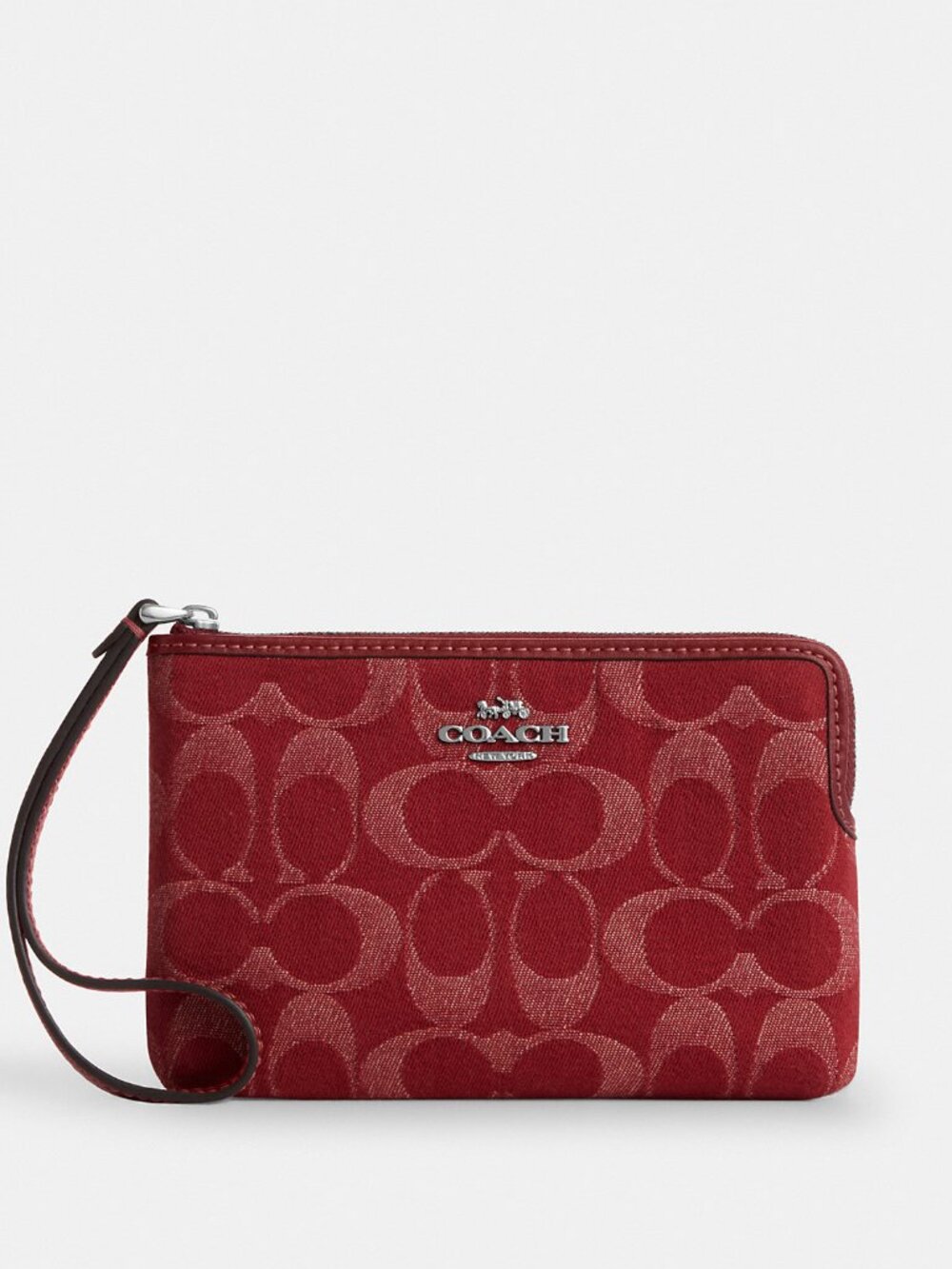 Coach Corner Zip Wristlet In Signature Denim - Picture 1 of 3